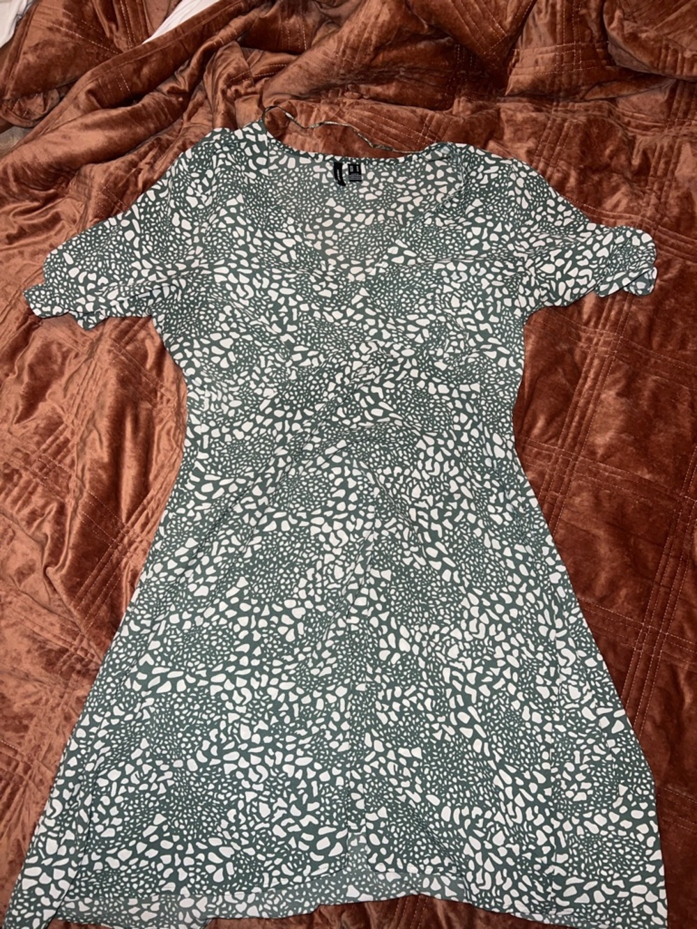 Vero moda green and white printed mini dress